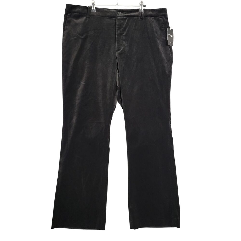 Lauren Ralph Lauren Black Velvet Pants Women's Size 18W Hi Rise Bootcut Holiday